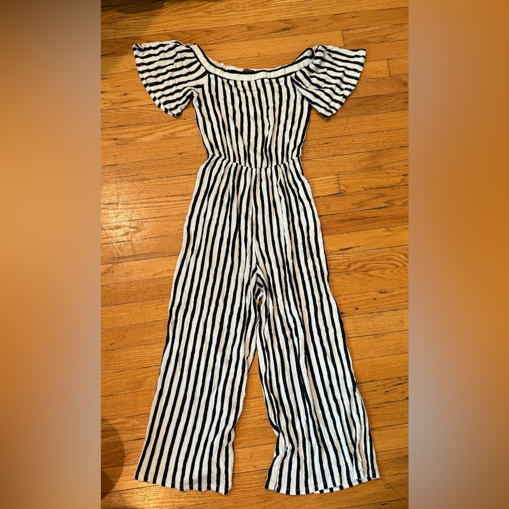 Striped Off The Shoulder Romper